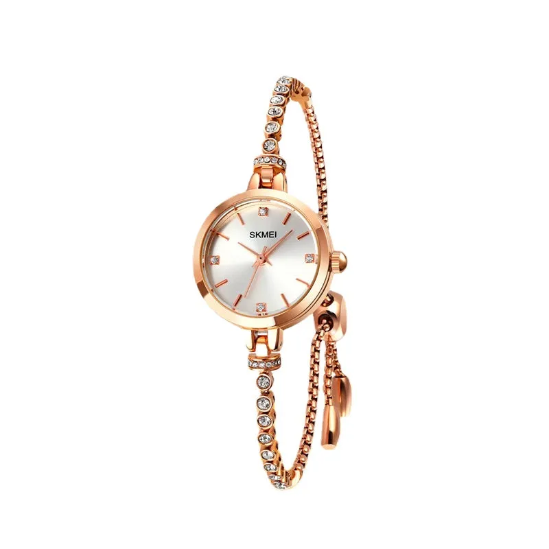 Lightweight Small round Watch with Diamond Female Student Waterproof All-Match Quartz Watch