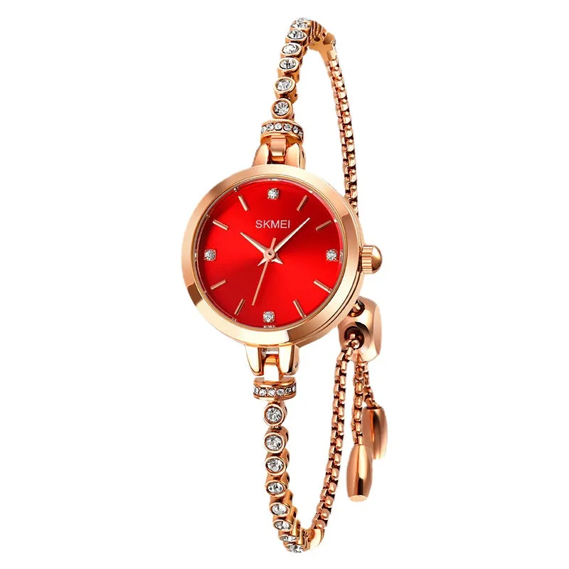 Lightweight Small round Watch with Diamond Female Student Waterproof All-Match Quartz Watch