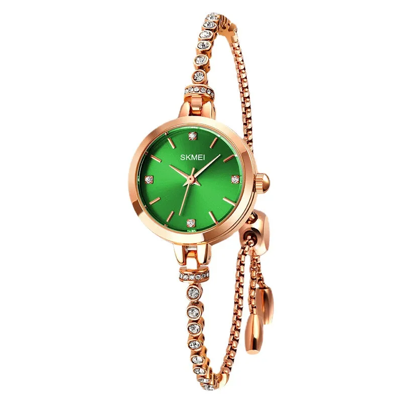 Lightweight Small round Watch with Diamond Female Student Waterproof All-Match Quartz Watch