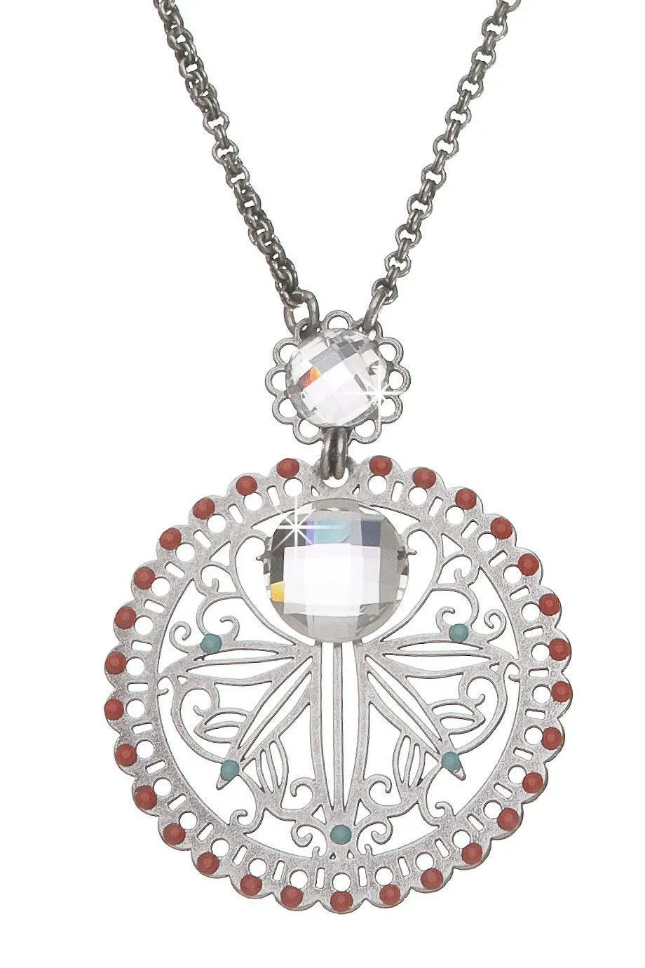 LK DESIGNS KARILIA Silver Crystal Pendant