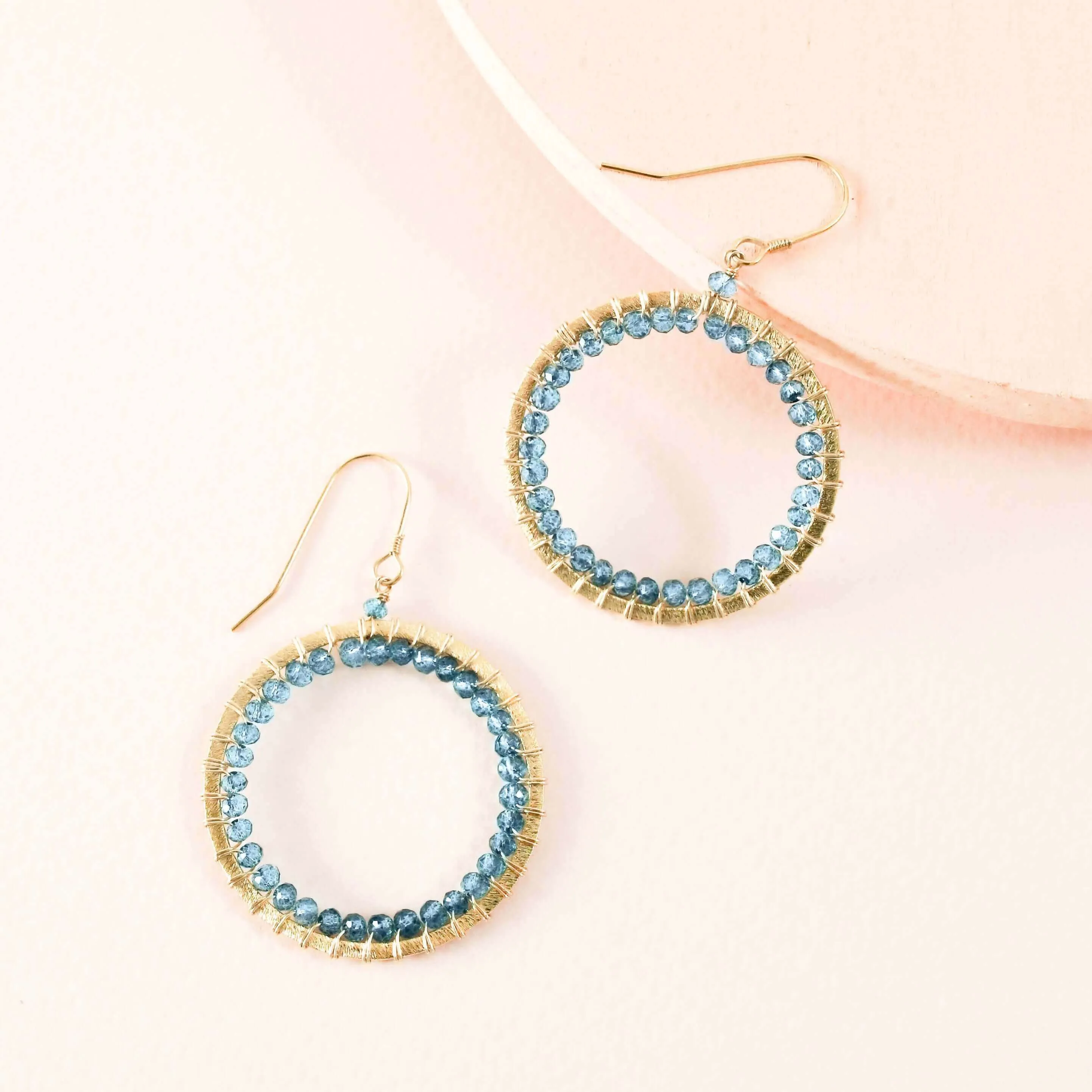 London Blue Quartz Halo Earrings