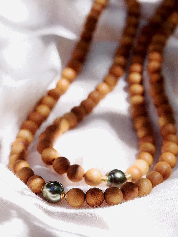 Long Sandalwood Tahitian Pearl Necklace - Ainalani