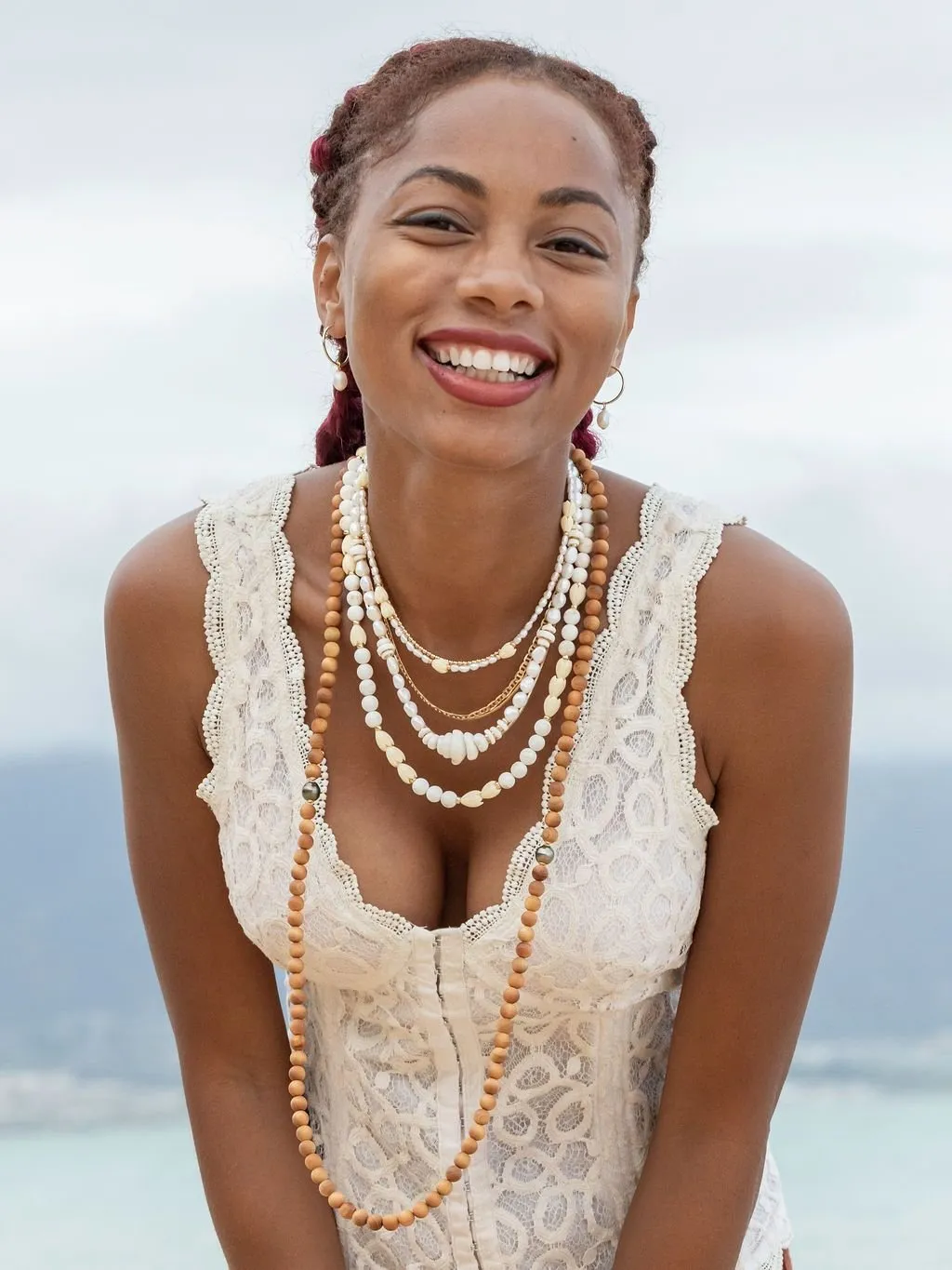 Long Sandalwood Tahitian Pearl Necklace - Ainalani