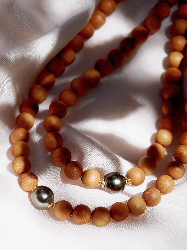 Long Sandalwood Tahitian Pearl Necklace - Ainalani