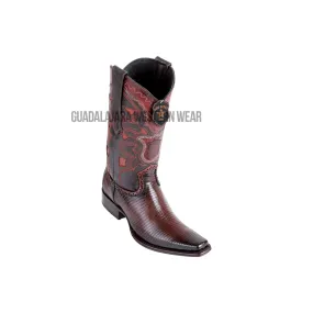 Los Altos Faded Brown Ring Lizard European Square Toe Cowboy Boots