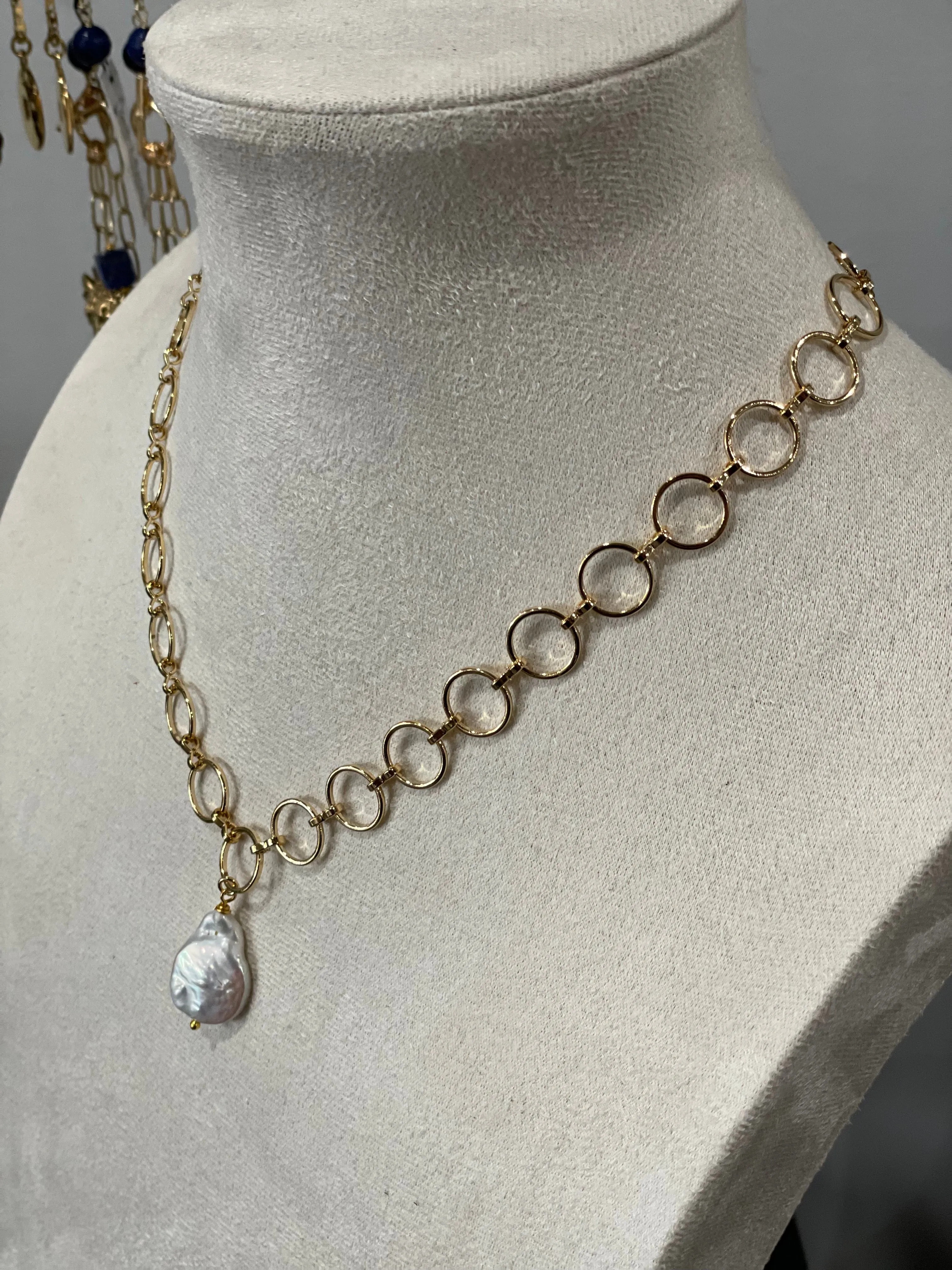 Lula N Lee 501 Gold Plated Chain with Baroque Pearl