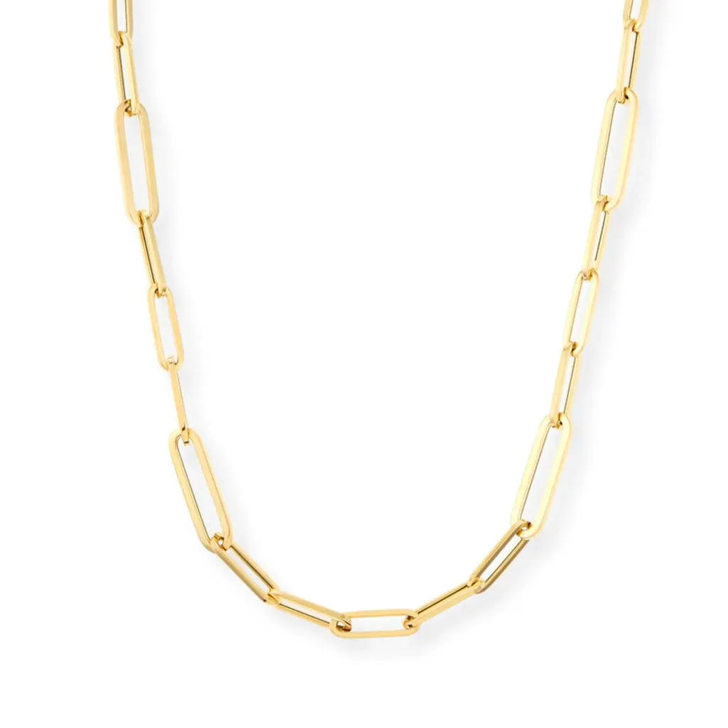 Medium 14K Gold Paper Clip Necklace 3.1mm-No Clasp