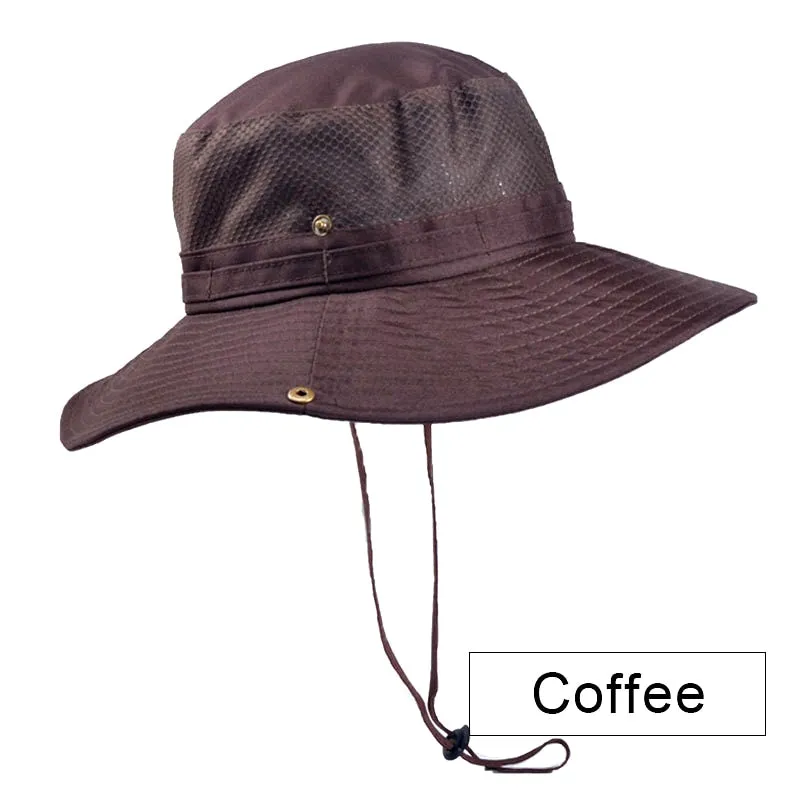 Men's Panama Bucket Hat Outdoor Sun Protection Hats For Men Fashion Summer Hat Sun visor Fisherman's Hat Anti-UV Sun Hat