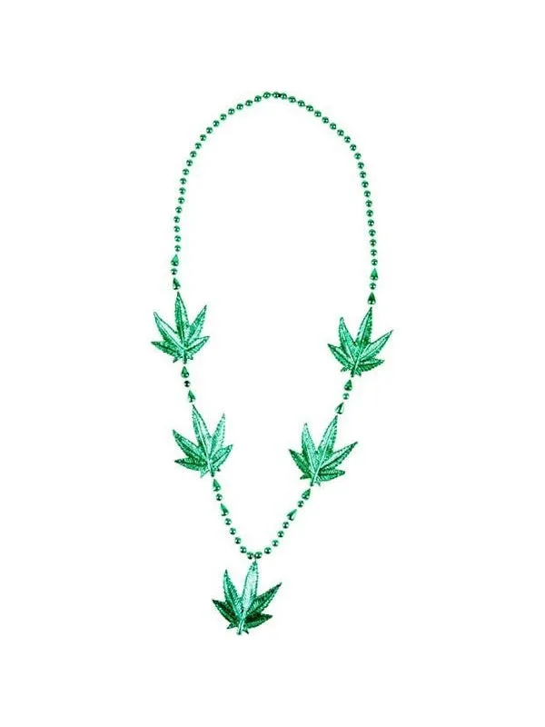 Metallic Green Pot Leaf Necklace