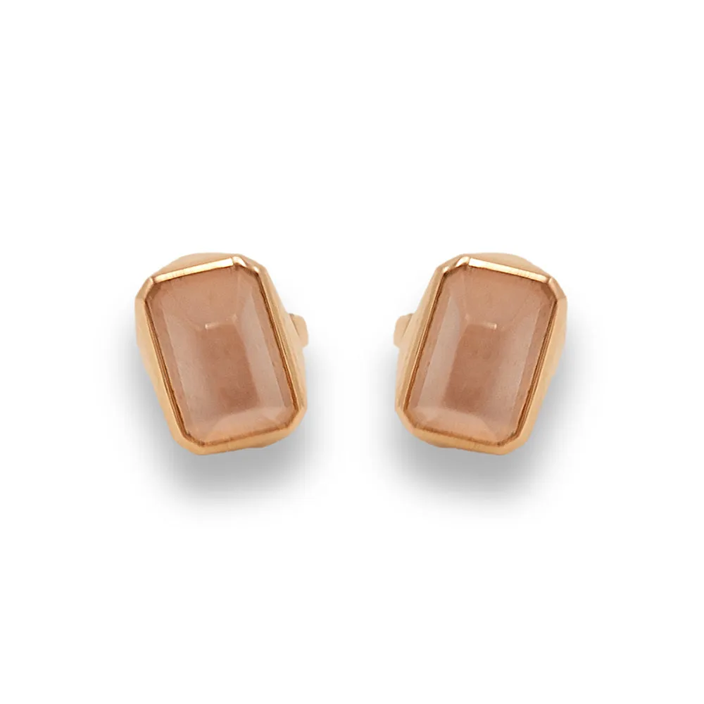 Mgoun Cut Stone Rose Quartz Studs