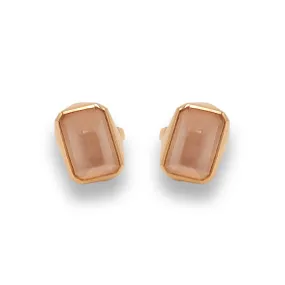 Mgoun Cut Stone Rose Quartz Studs