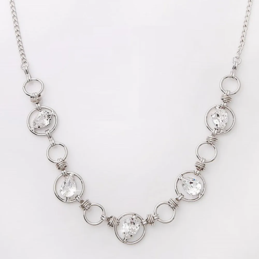 Mika Silver Necklace with Crystals