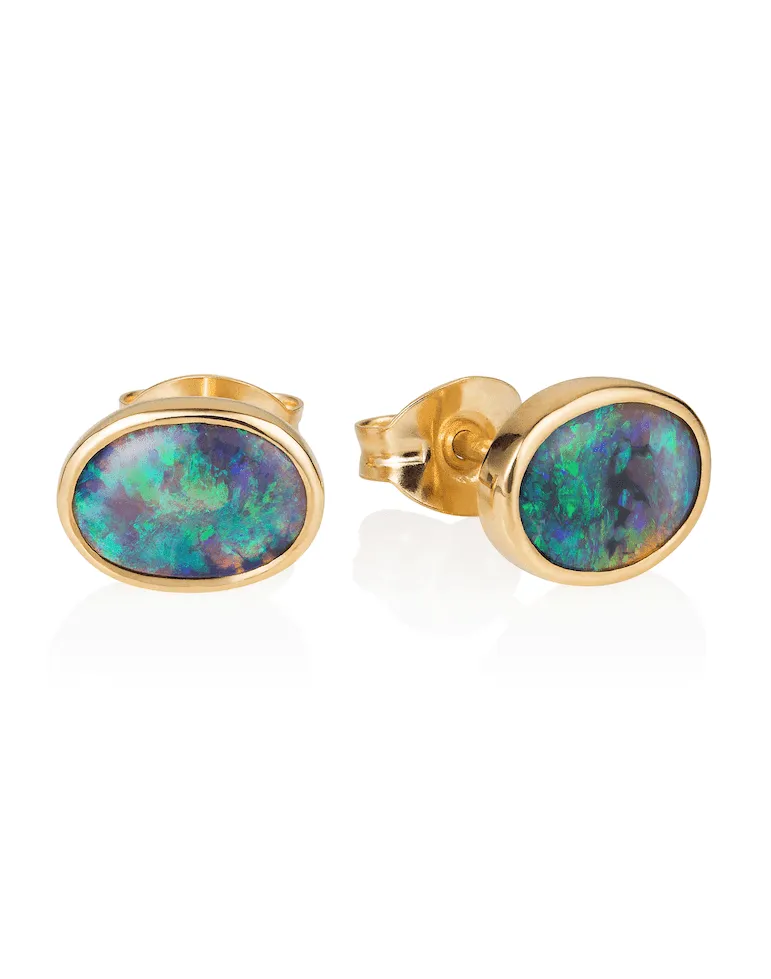 Miraculous Galaxy Australian Opal Stud Earrings