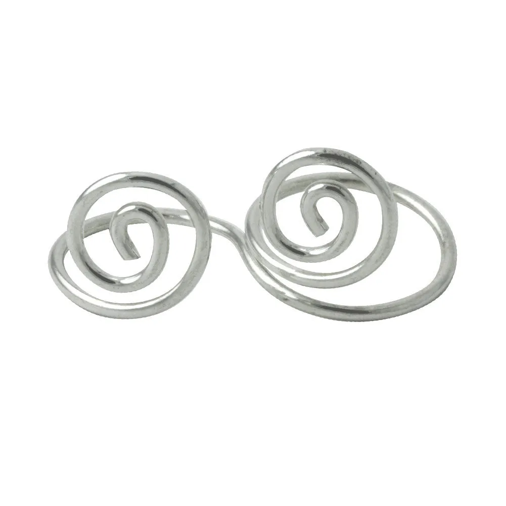 Modern Swirl Sterling Silver Double Finger Ring