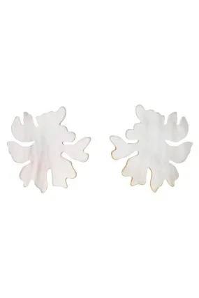 Mother Of Pearl Coral Clip Earrings