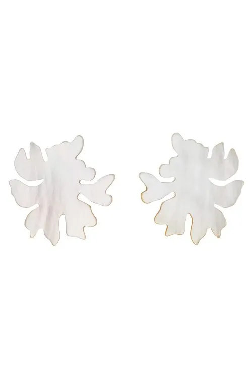 Mother Of Pearl Coral Clip Earrings