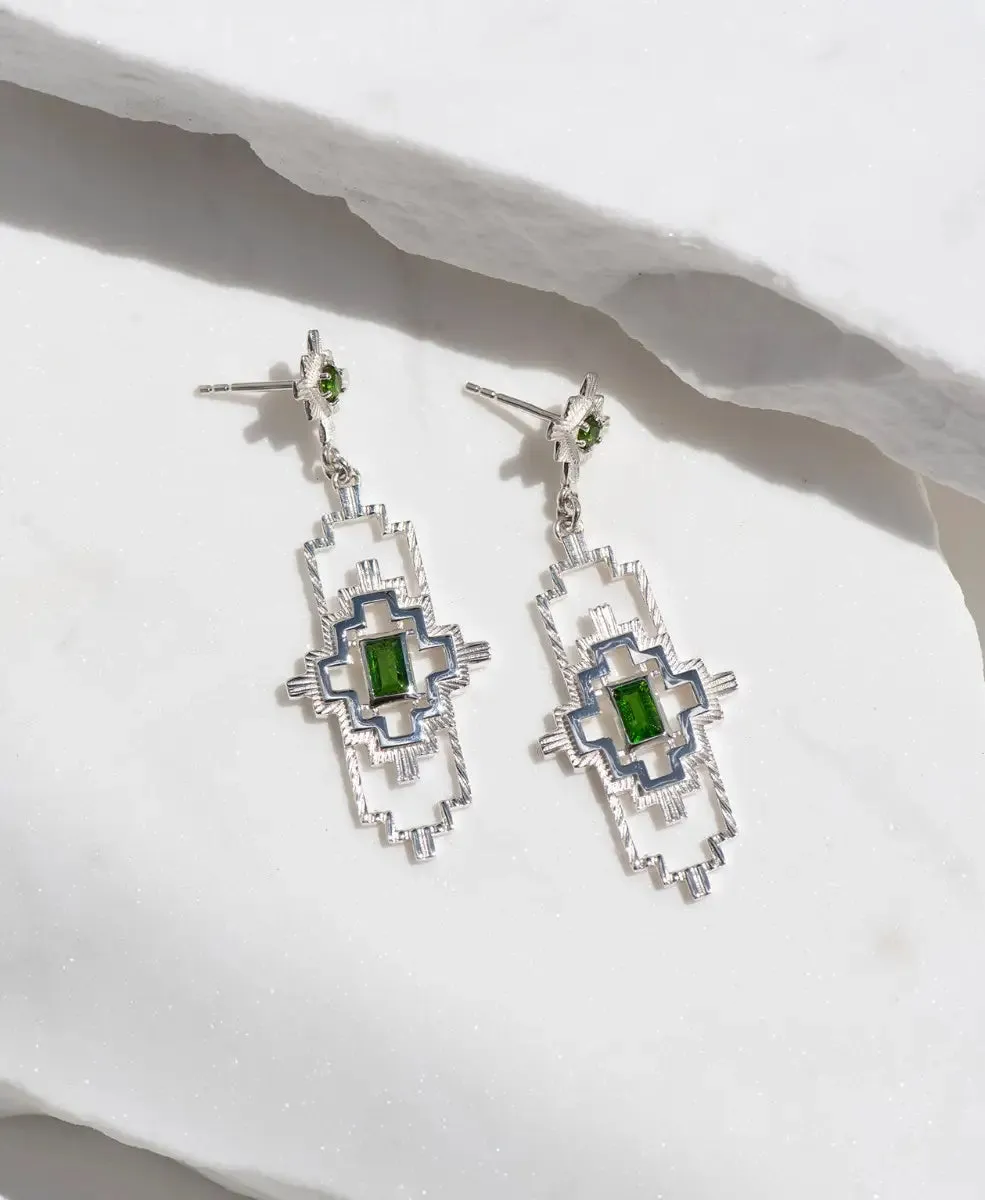 Munay Earrings | Sterling Silver | Chrome Diopside