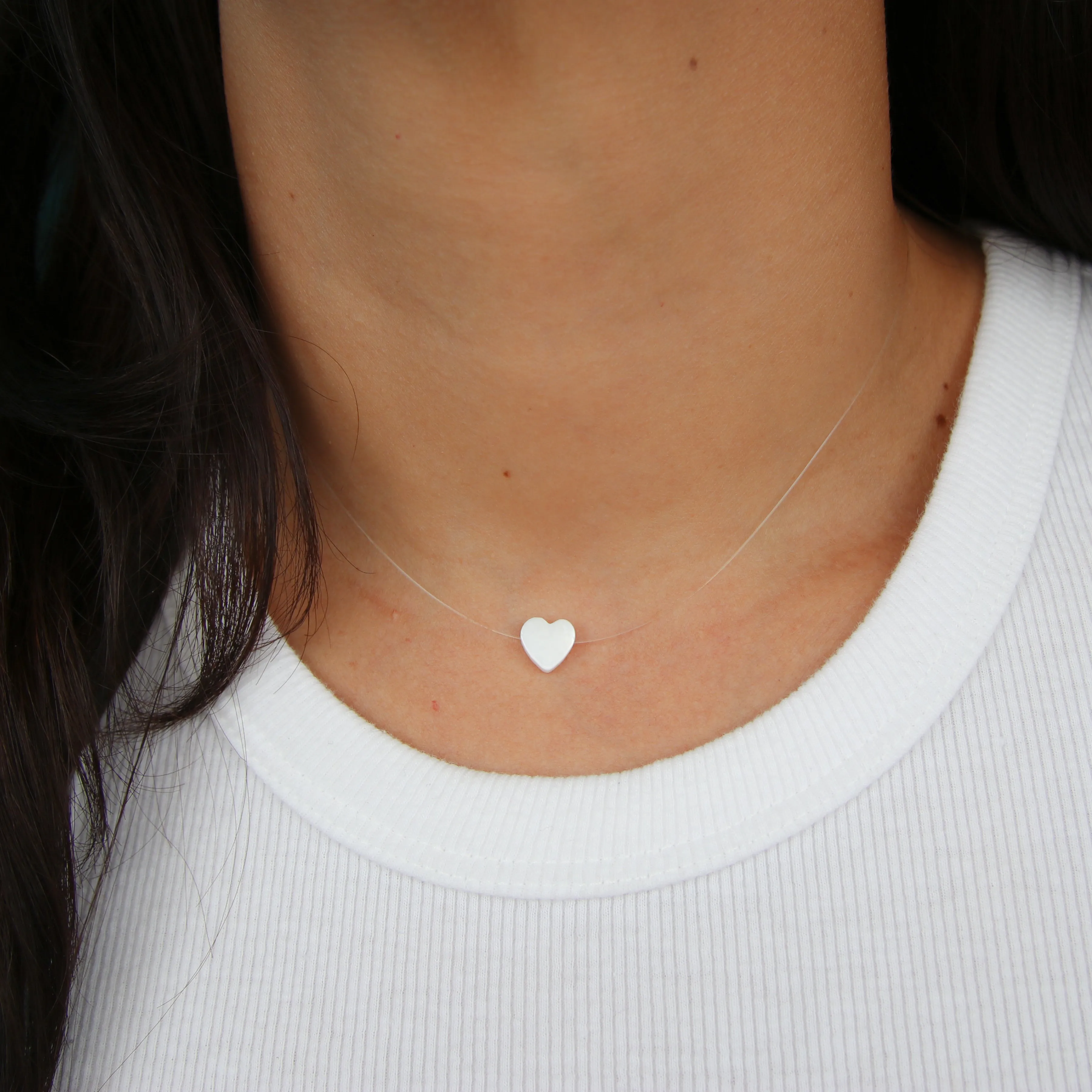 Nacre Heart Illusion Necklace