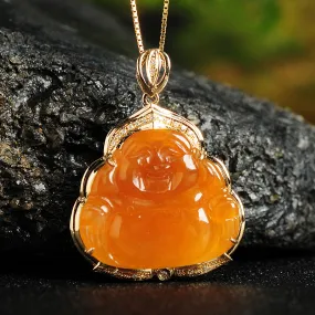 Natural Jade Pendant Jadeite Gold Buddha Pendant PT51