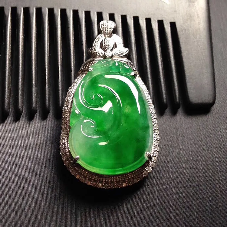 Natural Jade Pendant Jadeite Gold Ruyi Pendant PT438