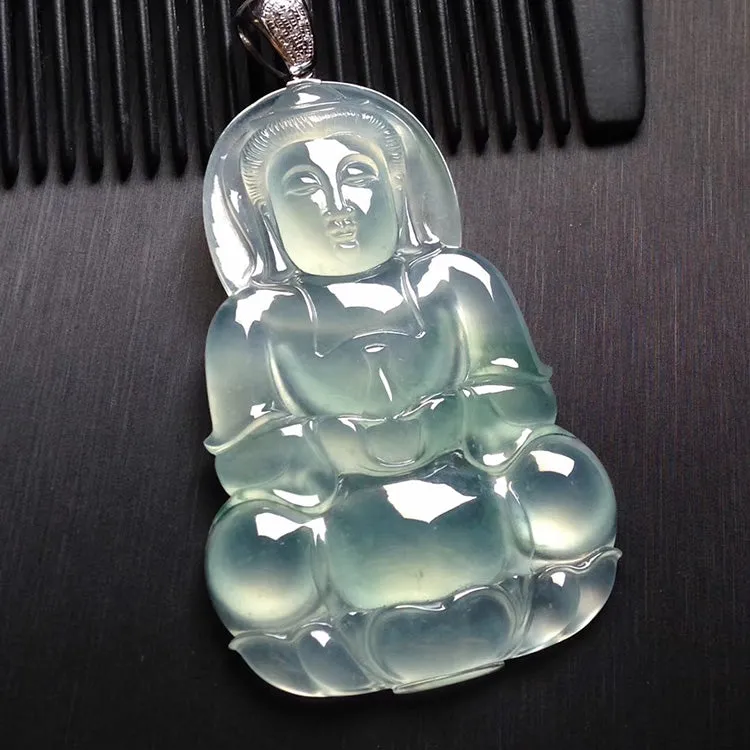 Natural Jade Pendant Jadeite Guan Yin Pendant PT254