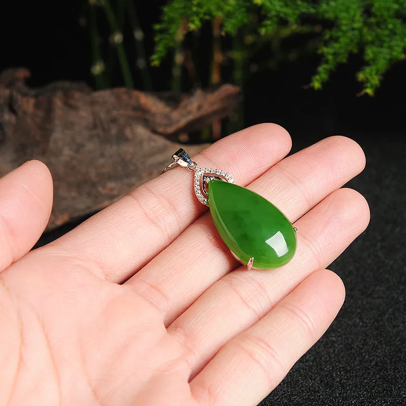 Natural Jade Pendant Nephrite Silver Pendant PT156