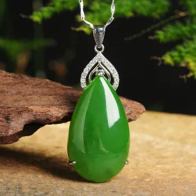 Natural Jade Pendant Nephrite Silver Pendant PT156