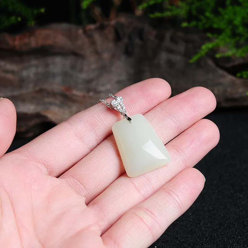 Natural Jade Pendant Nephrite Silver Pendant PT173