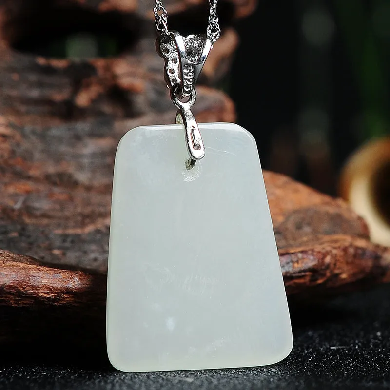 Natural Jade Pendant Nephrite Silver Pendant PT173