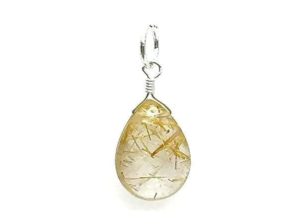 Natural Stone Teardrop | Golden Rutile