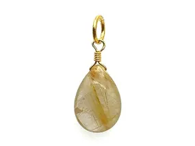 Natural Stone Teardrop | Golden Rutile