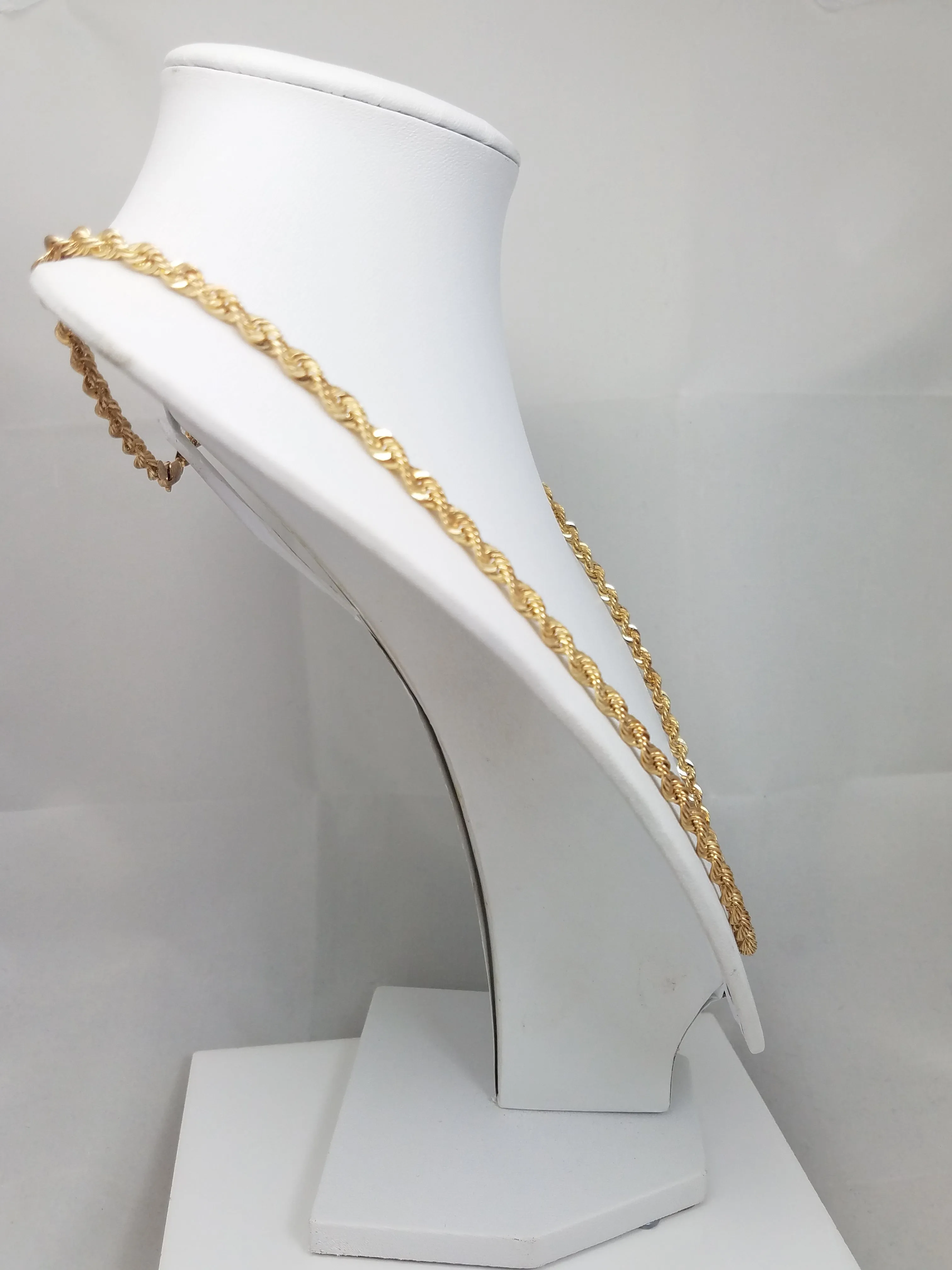 New! Sporty 24" Hollow 10k Yellow Gold Diamond Cut Rope Chain Necklace