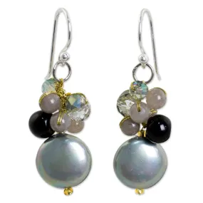 Night Reflections Quartz Beaded Hook Earrings