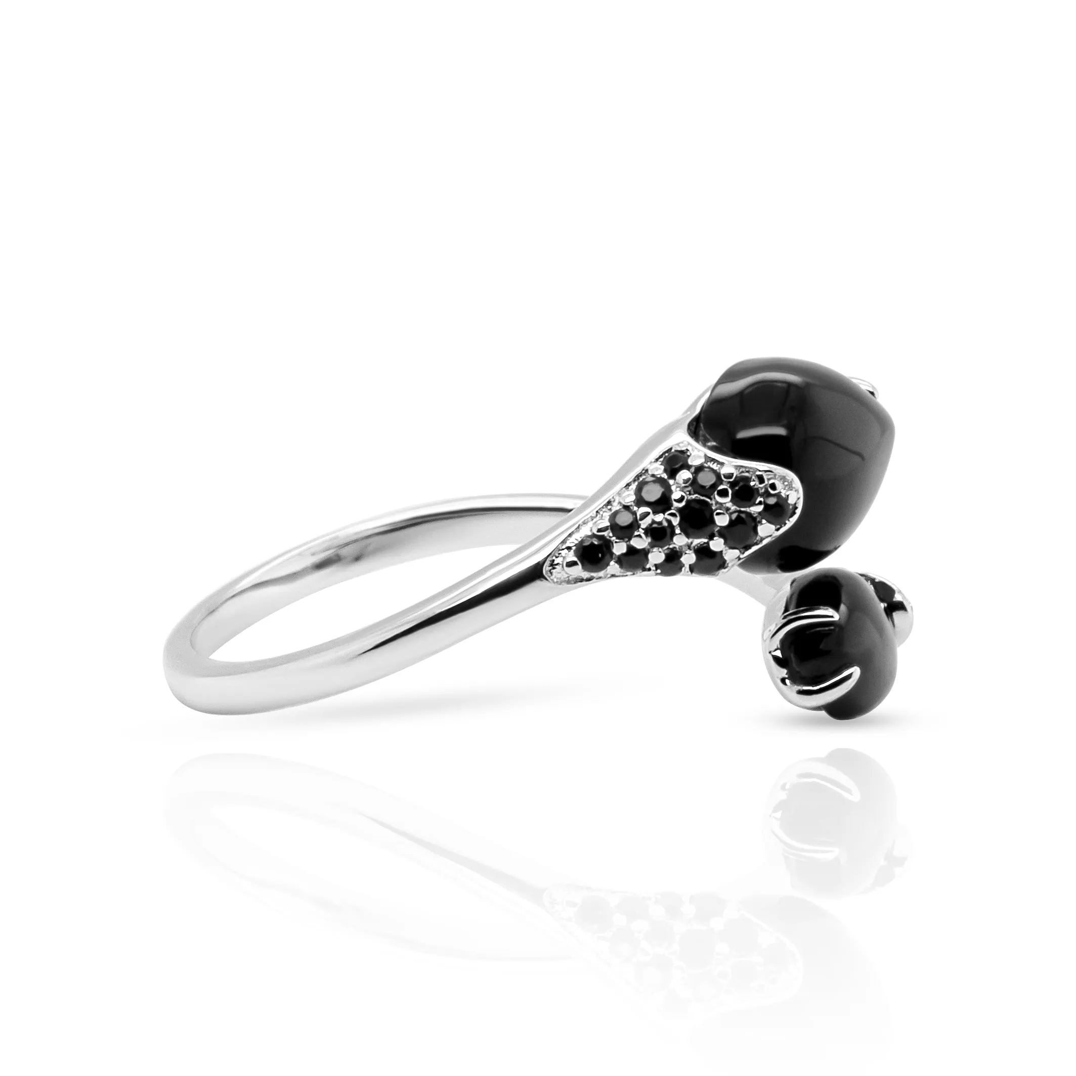 Nora Black Onyx Open Ring in Sterling Silver