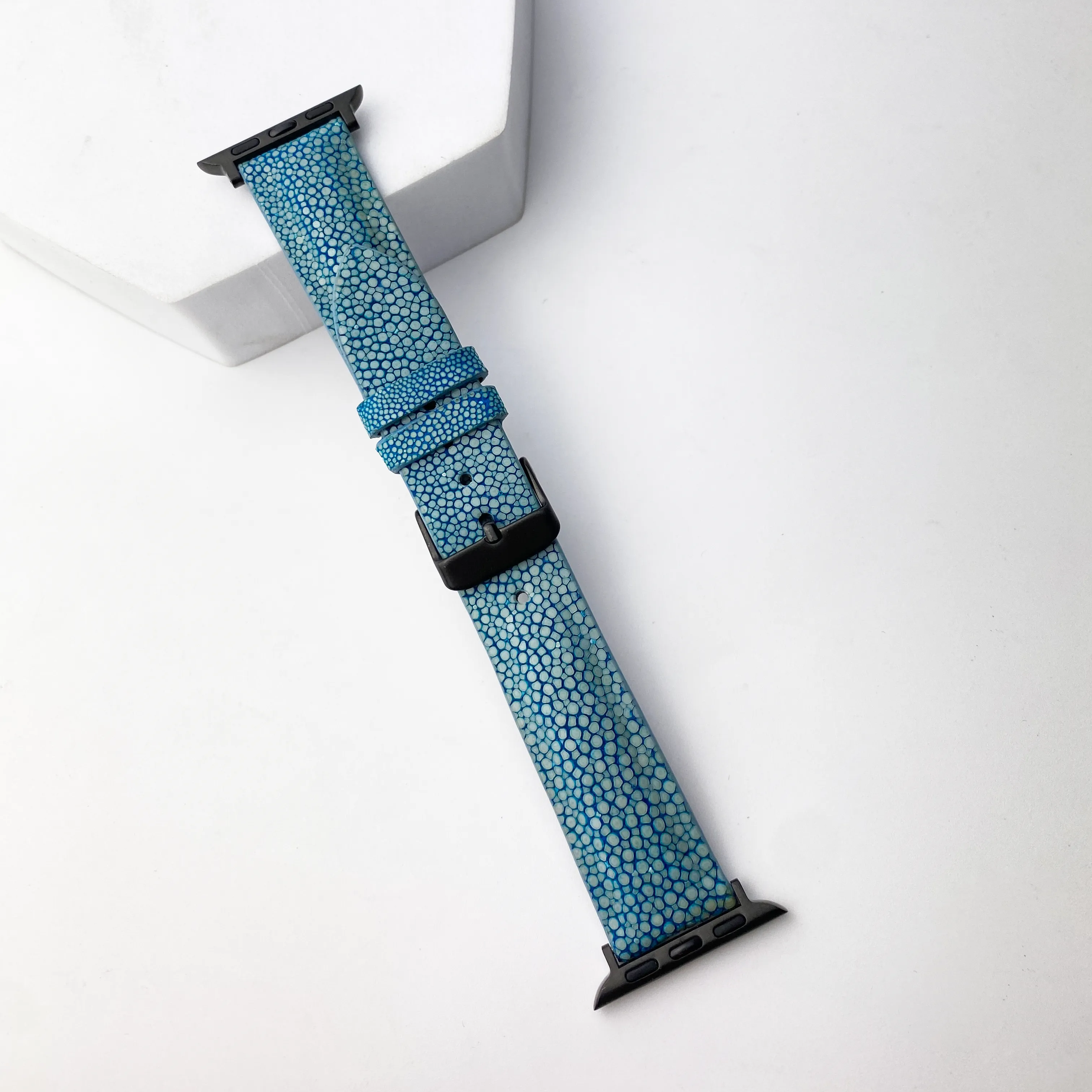 Ocean Blue Stingray Leather Strap for Apple Watch Ultra Series 8 7 6 5 4 3 SE | AW-62