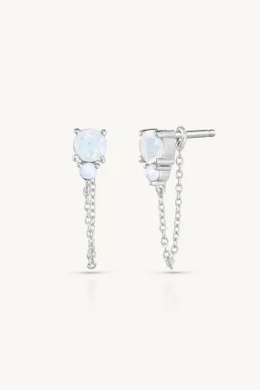 October Ombre Opal Birthstone Silver Stud