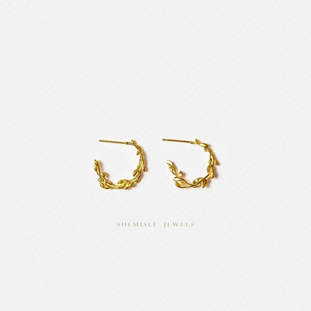 Olive Wreath Hoop Studs, Gold, Silver SHEMISLI SS362