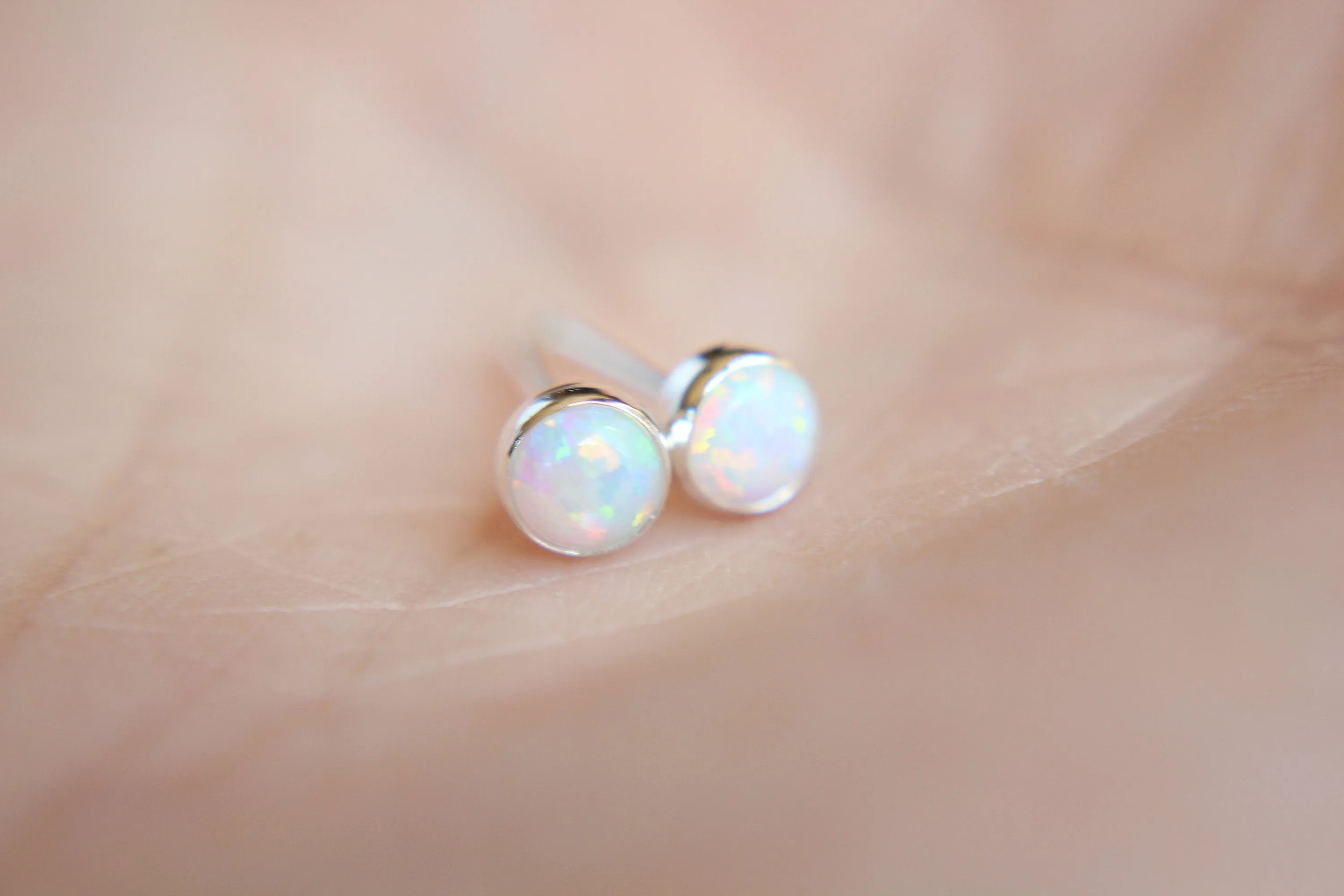 Opal Earrings, Gemstone Earrings, Sterling Earrings, Post Earrings, Opal Post Earrings, Small Opal Earrings, Minimalist Earrings, Gift