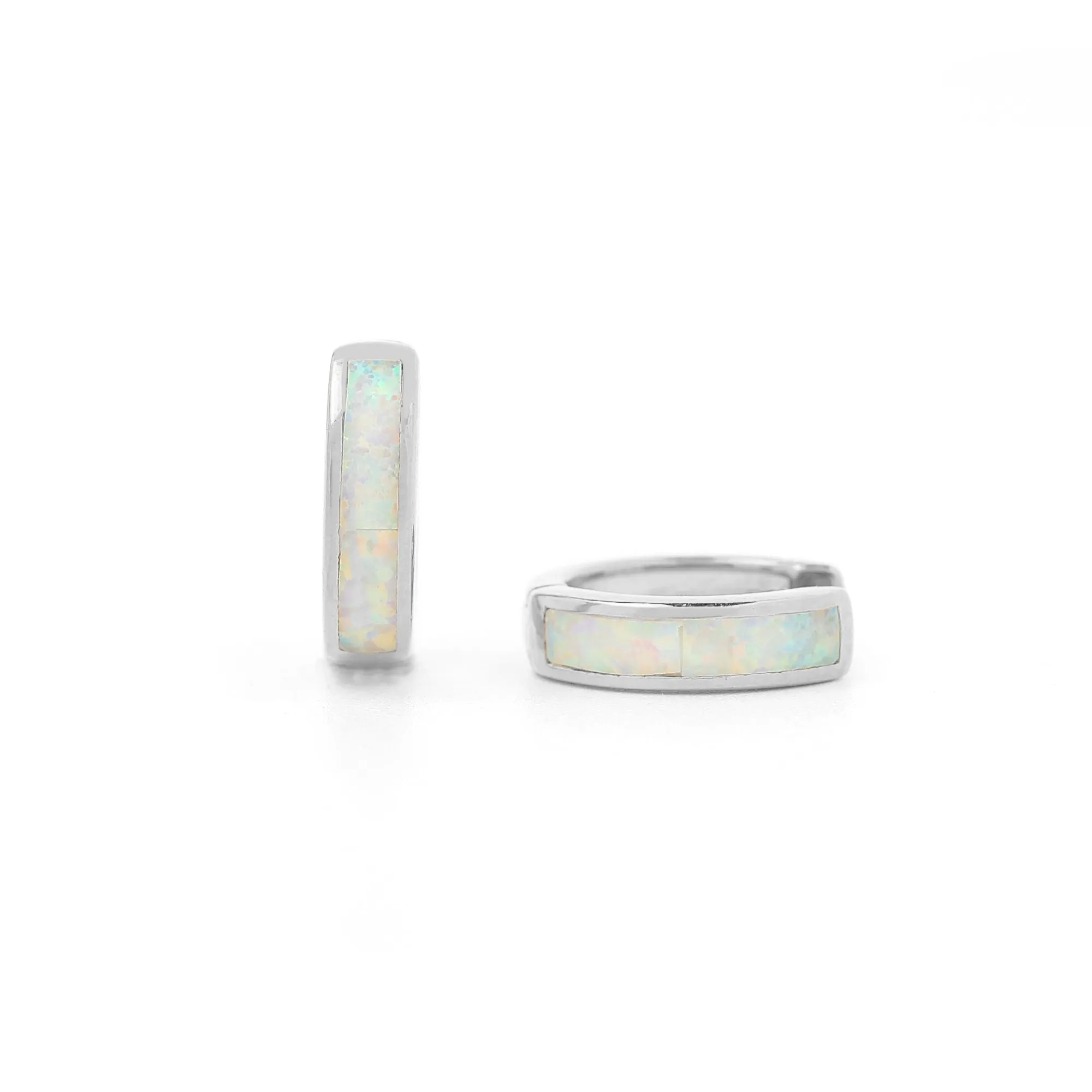 Opal Inlay Huggie Earrings