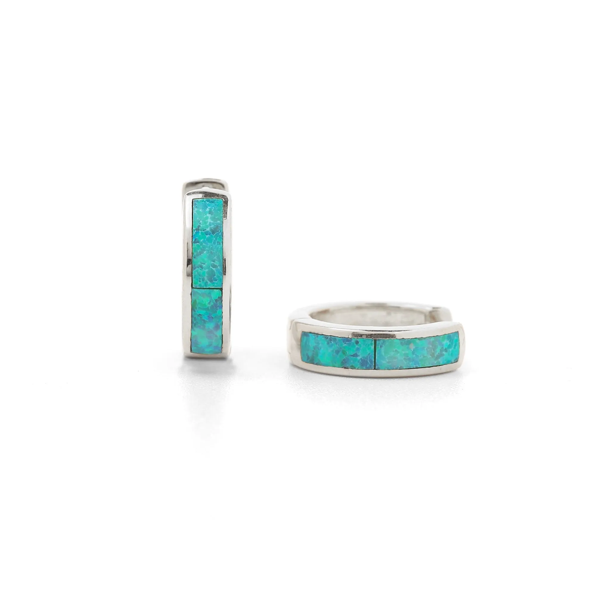 Opal Inlay Huggie Earrings