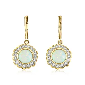 Opal Jewelry with Zircon Soleste Halo Silver Drop Earrings for Women