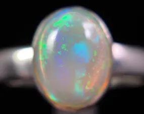 OPAL RING - Sterling Silver, Size 7.5 - Dainty Opal Ring, Opal Jewelry, Welo Opal, 49279