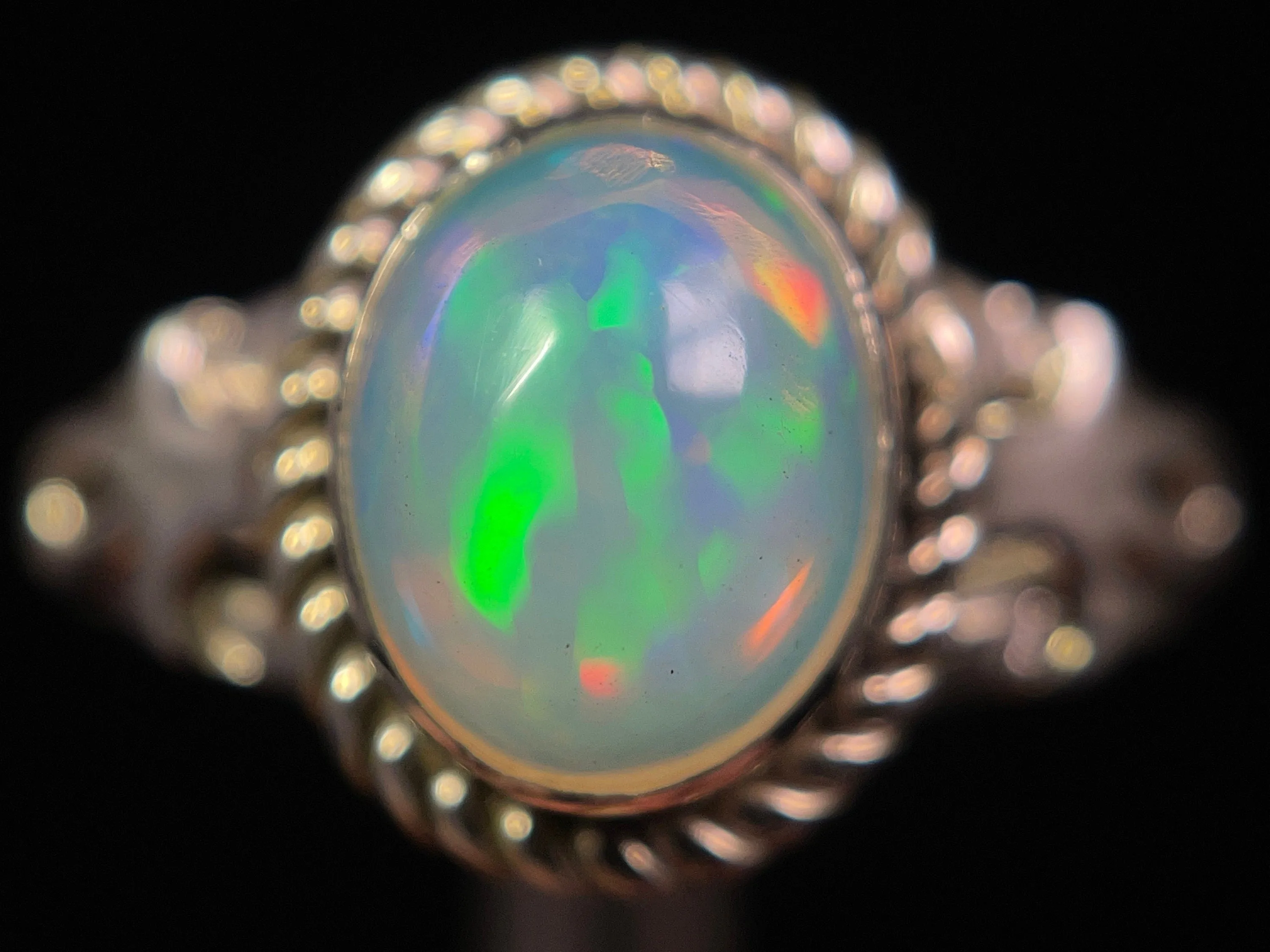 OPAL RING - Sterling Silver, Size 9.5 - Ethiopian Opal Rings for Women, Bridal Jewelry, Welo Opal, 49163