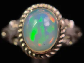 OPAL RING - Sterling Silver, Size 9.5 - Ethiopian Opal Rings for Women, Bridal Jewelry, Welo Opal, 49163