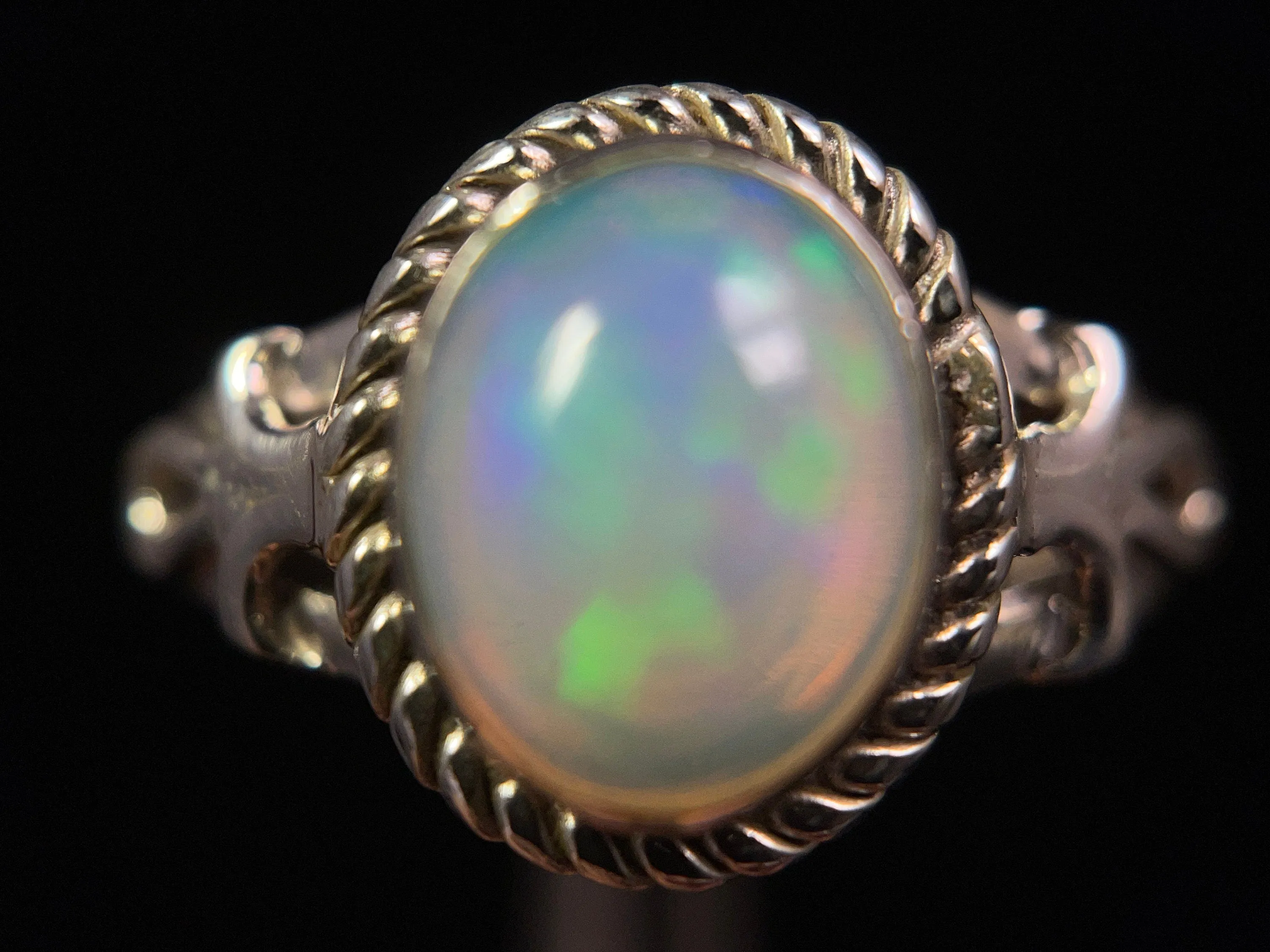 OPAL RING - Sterling Silver, Size 9.5 - Ethiopian Opal Rings for Women, Bridal Jewelry, Welo Opal, 49163