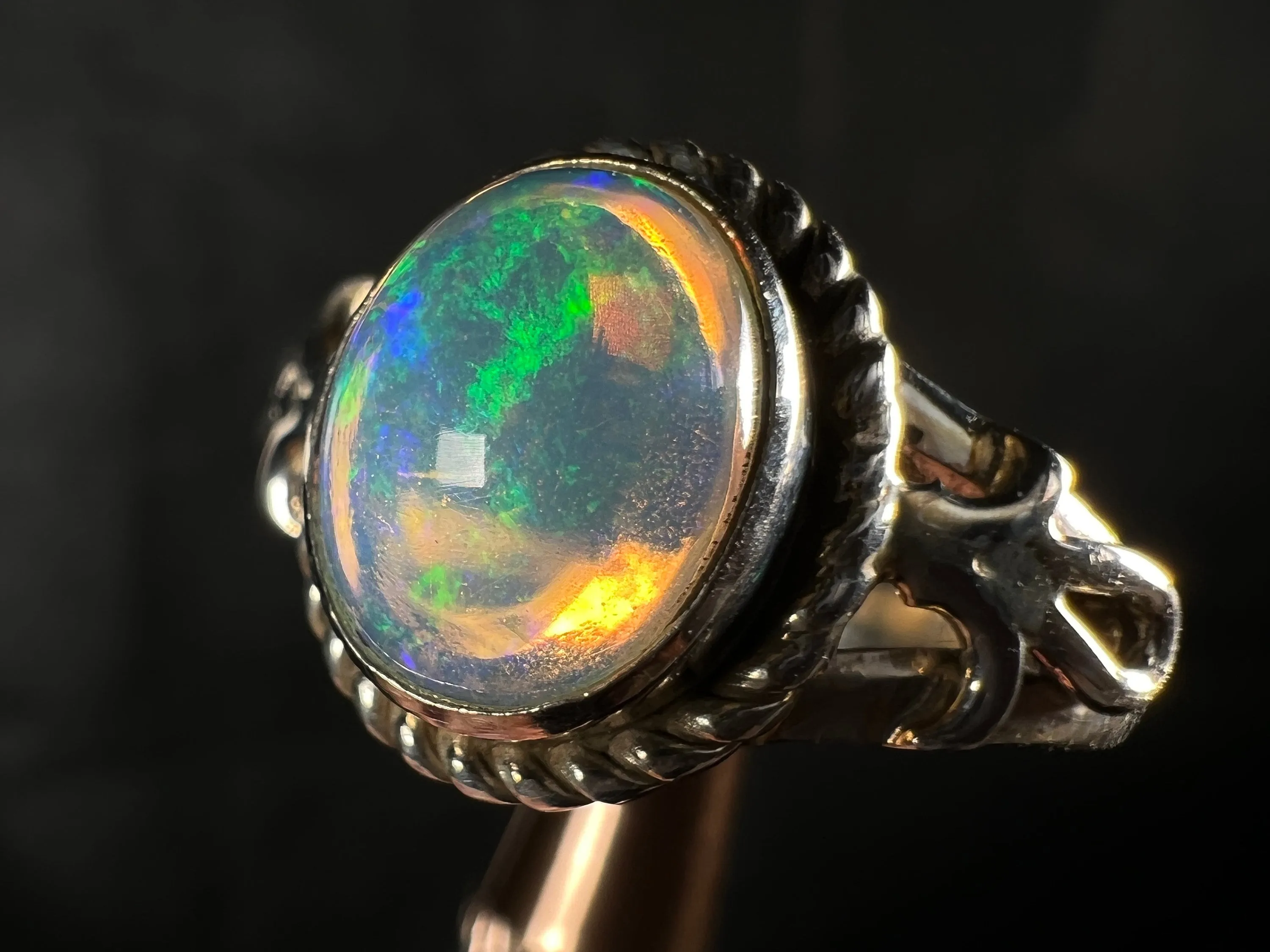 OPAL RING - Sterling Silver, Size 9.5 - Ethiopian Opal Rings for Women, Bridal Jewelry, Welo Opal, 51779