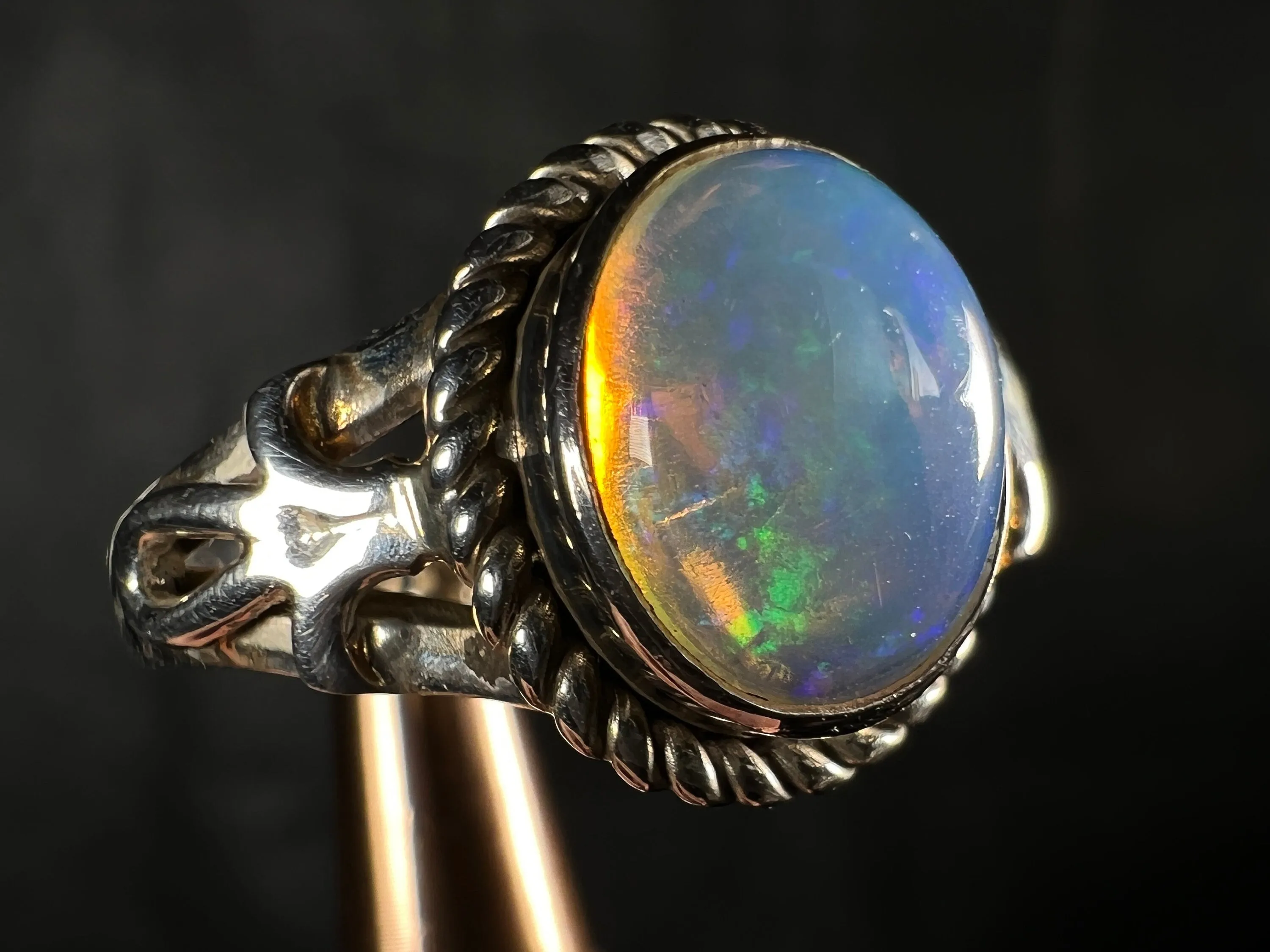 OPAL RING - Sterling Silver, Size 9.5 - Ethiopian Opal Rings for Women, Bridal Jewelry, Welo Opal, 51779