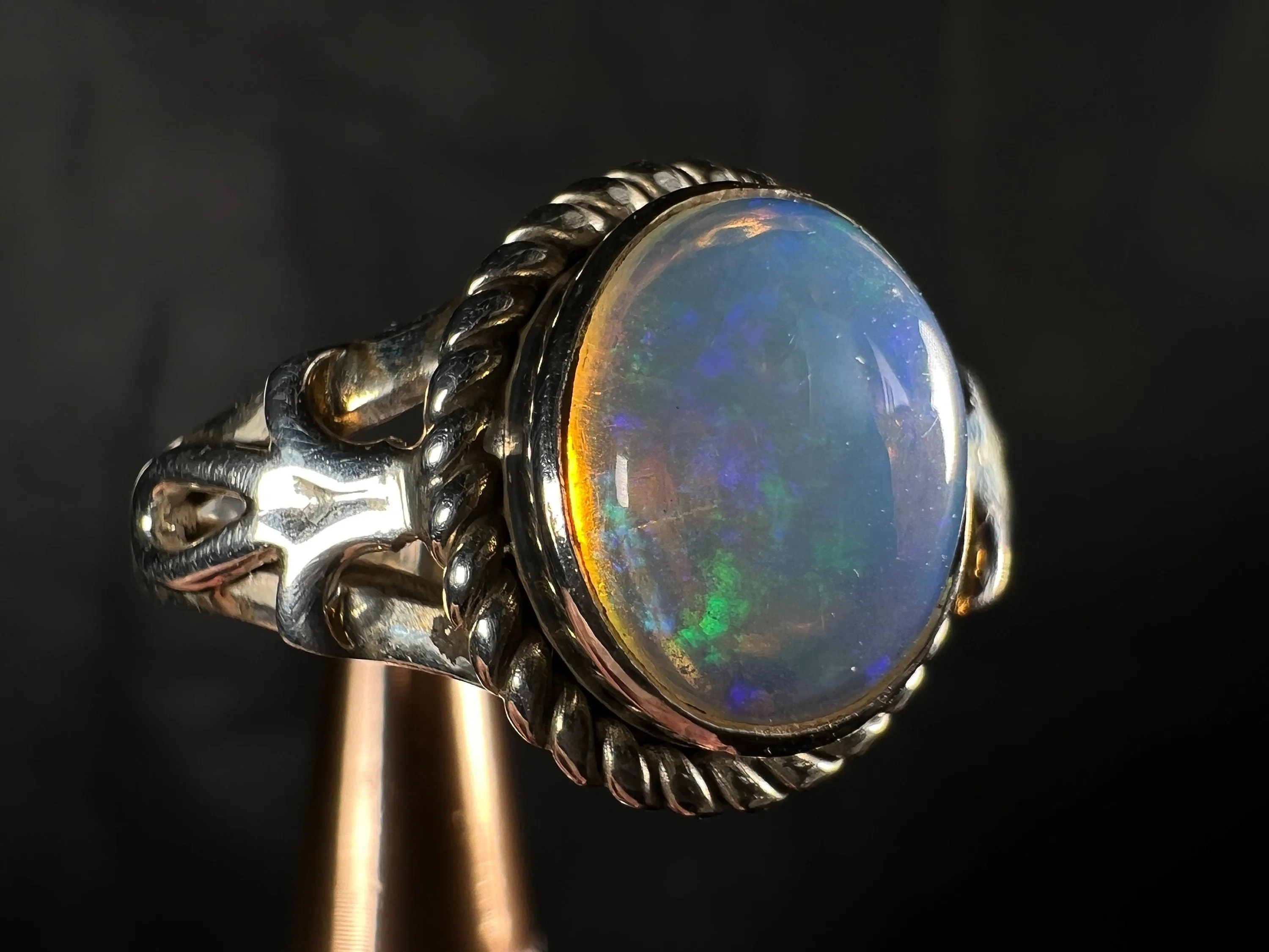 OPAL RING - Sterling Silver, Size 9.5 - Ethiopian Opal Rings for Women, Bridal Jewelry, Welo Opal, 51779