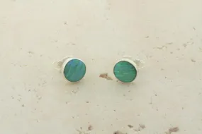 opal stud - circle - green lime