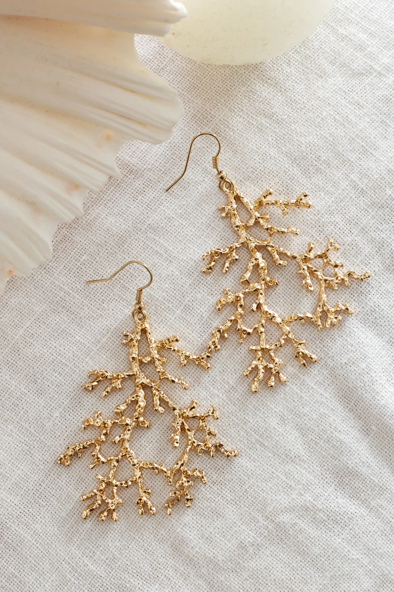 Orli Coral Design Earrings Gold